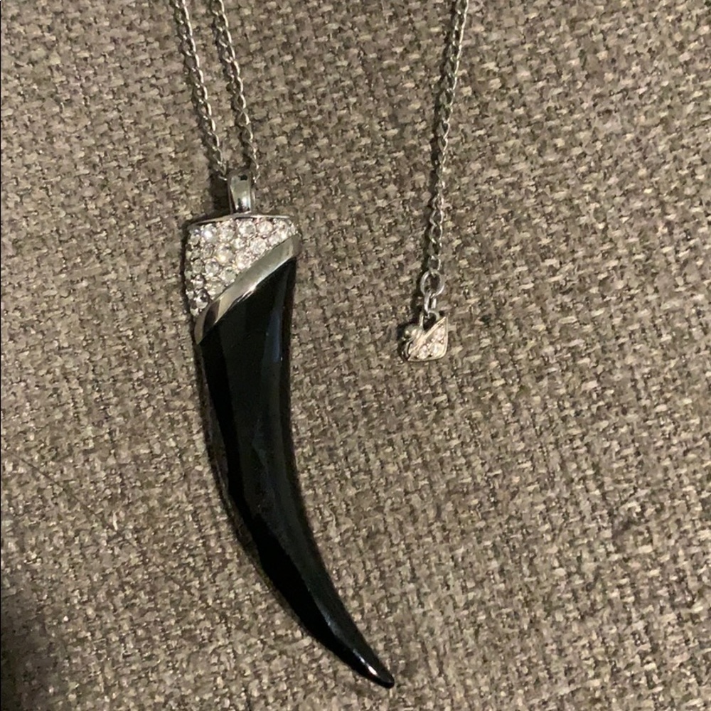 Swarovski onyx and crystal long pendant necklace